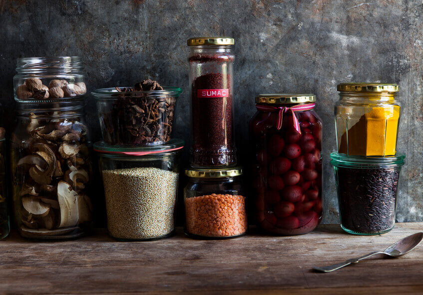 mason jars filled with spices